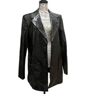 Susana Monaco Black Crocodile embossed single breasted blazer size Small, NWT